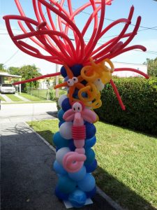 Under The Sea Anemone Column with Seahorse