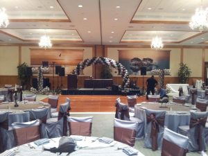 Balloon anchor and arch stage decor