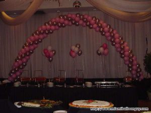 Helium Filled baby naming arch and bouquets