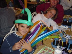 Balloon jester hat under construction