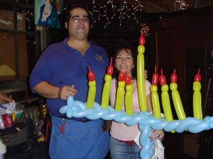 Balloon Menorah at a restaurant