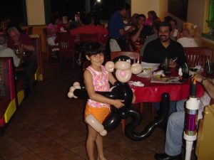 Balloon Monkey wearable balloon at Chevy's Miami