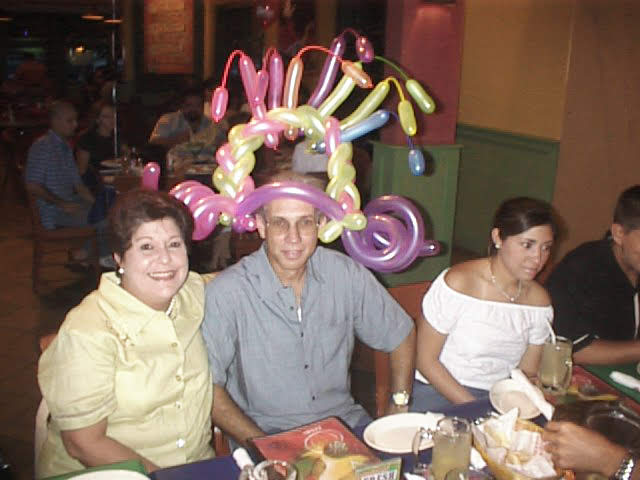 Crazy balloon hat made at Chevy's in Miami