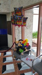 Happy Birthday Monkey and Flowers Balloon Bouquet