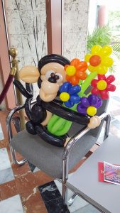 Happy Birthday Monkey and Flowers Balloon Bouquet Closeup