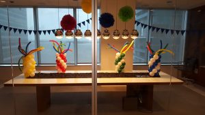More balloon Sea Anemone styled centerpieces for City National Bank event