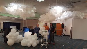 Organic balloons clouds during installation