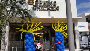 Spring Chicken restaurant grand opening balloon decor